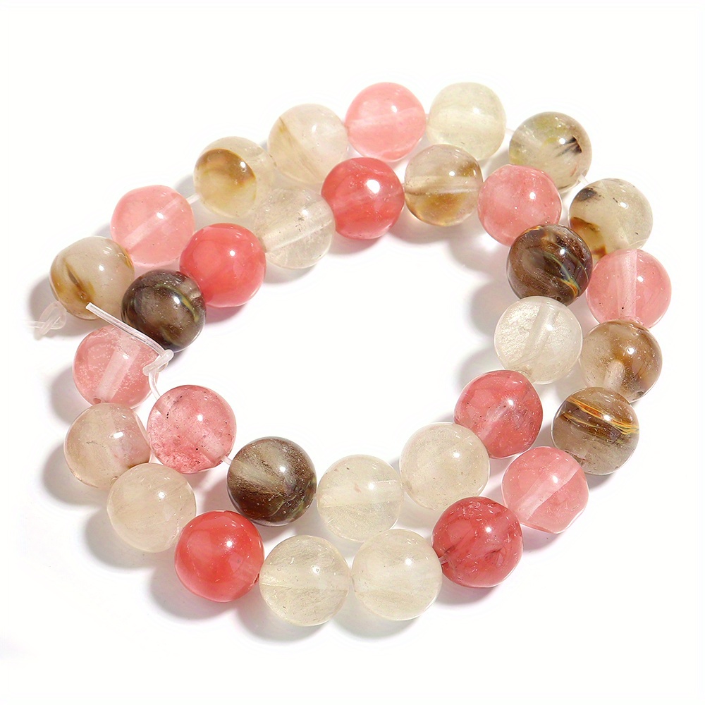 1 Strand Pink Watermelon Peel Stone Beads Round Loose Beads DIY Jewelry Making